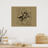 Gemini Constellation Map Hevelius circa 1690 Poster (Keuken)