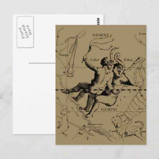 Gemini Constellation Zodiac Hevelius 1690 Briefkaart (Voorkant / Achterkant)