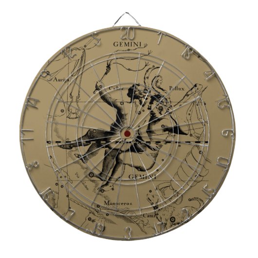 Gemini Constellation Zodiac Hevelius 1690 Dartbord (Voorkant)