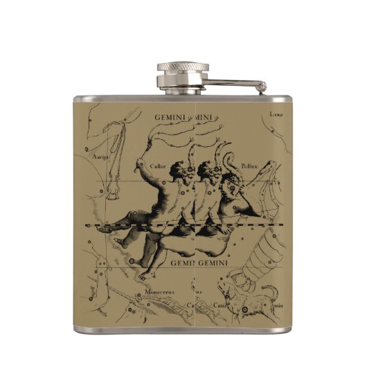 Gemini Constellation Zodiac Hevelius 1690 Heupfles (Achterkant)