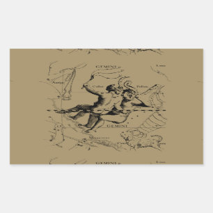 Gemini Constellation Zodiac Hevelius 1690 Rechthoekige Sticker