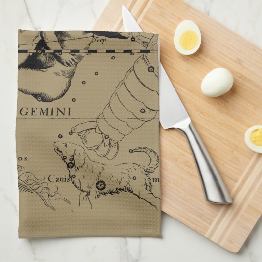 Gemini Constellation Zodiac Hevelius 1690 Theedoek (Quarter Fold)