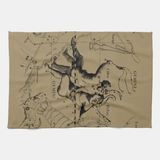 Gemini Constellation Zodiac Hevelius 1690 Theedoek (Horizontaal)