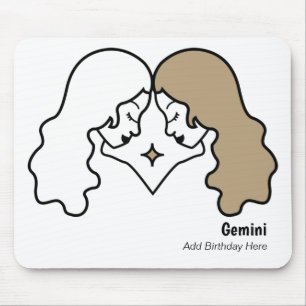 Gemini de tweeling gepersonaliseerde zodiale verja muismat