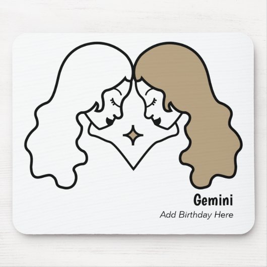 Gemini de tweeling gepersonaliseerde zodiale verja muismat (Voorkant)