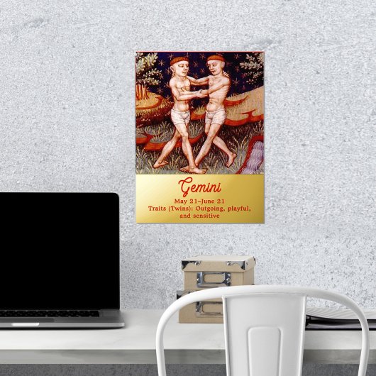 Gemini de tweeling Zodiac teken Verjaardagsfeest Folie Afdrukken