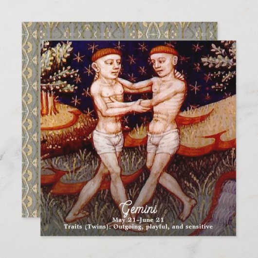 Gemini de tweeling Zodiac teken Verjaardagsfeest Kaart (Voorkant / Achterkant)