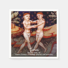 Gemini de tweeling Zodiac teken Verjaardagsfeest Servet