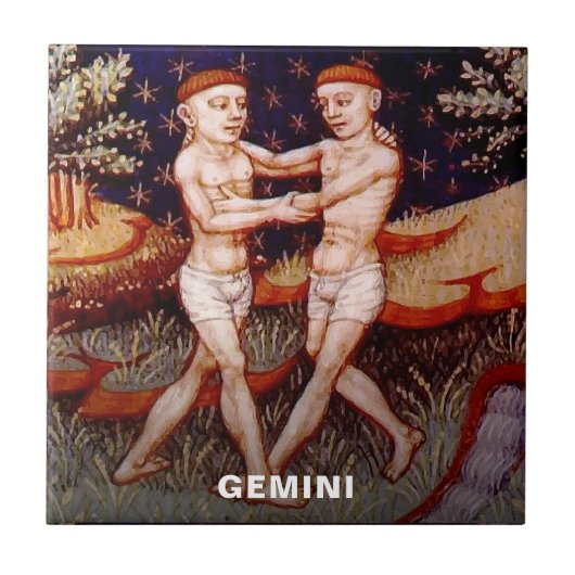 Gemini de tweeling Zodiac teken Verjaardagsfeest Tegeltje (Voorkant)