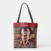 Gemini de tweeling Zodiac teken Verjaardagsfeest Tote Bag (Achterkant)