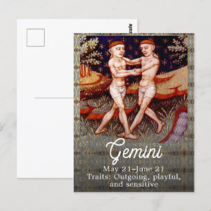 Gemini de Tweelingen Sterrenbeeld Verjaardagsfeest Briefkaart