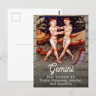 Gemini de Tweelingen Sterrenbeeld Verjaardagsfeest Briefkaart