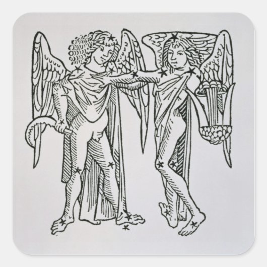 Gemini (de Twins) een illustratie uit de Poeti Vierkante Sticker (Voorkant)
