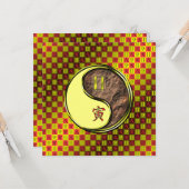 Gemini & Earth Tiger Flat Greeting Card Kaart (Voorkant / Achterkant in situ)