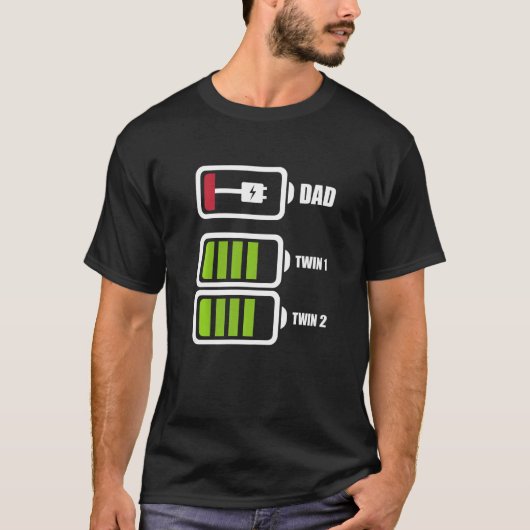 Gemini en Dad Battery Baby Vaderdag T-shirt (Voorkant)