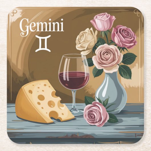 Gemini Flowers Wine Cheese Onderzetter Set (Voorkant)
