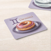 Gemini geglazuurd donut lavendel Onderzetter set (Schuin)
