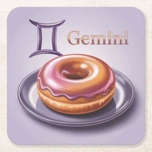 Gemini geglazuurd donut lavendel Onderzetter set (Voorkant)