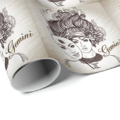 Gemini Gemaskerde Dame Zodiac Cadeaupapier (Rol Hoek)