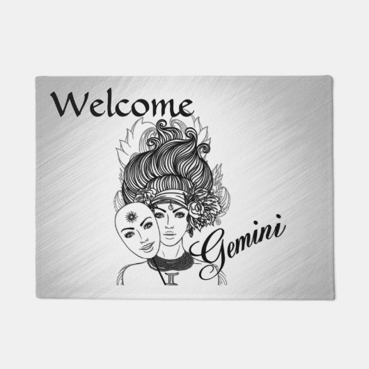 Gemini Gemaskerde Dame Zodiac Deurmat (Voorkant)