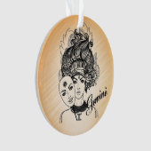 Gemini Gemaskerde Dame Zodiac Ornament (voorkant)