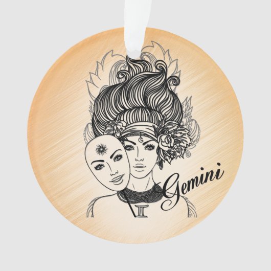 Gemini Gemaskerde Dame Zodiac Ornament (voorkant)