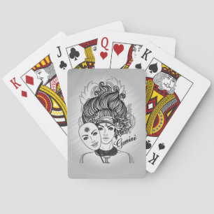 Gemini Gemaskerde Dame Zodiac Pokerkaarten