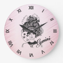Gemini Gemaskerde Lady Zodiac Roman Numerals Roze