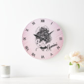 Gemini Gemaskerde Lady Zodiac Roman Numerals Roze Grote Klok (Huis)