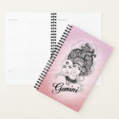 Gemini Gemaskerde roze dame Zodiac Blank binnenin Planner (Display)