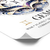 Gemini gepersonaliseerde elegante Zodiac Waterverf Poster (Hoek)