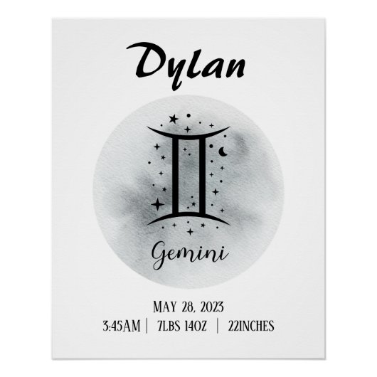 Gemini Gepersonaliseerde Zodiac Aangepaste naam Perfect Poster (Voorkant)