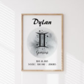 Gemini Gepersonaliseerde Zodiac Aangepaste naam Perfect Poster