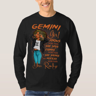 Gemini Girl weet meer dan ze zegt voor zwarte vrou T-shirt