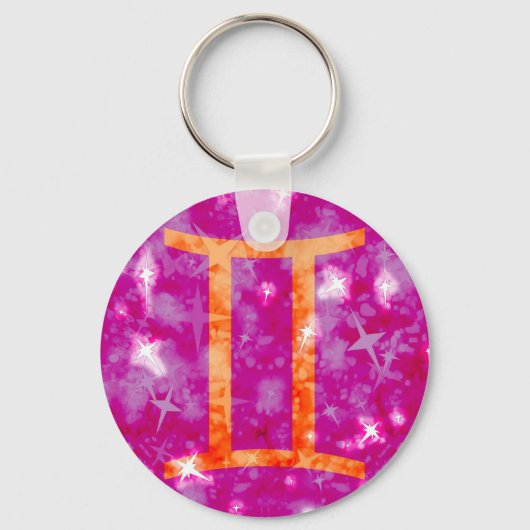 Gemini glitter and stars sparly key chain sleutelhanger (Voorkant)