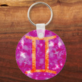 Gemini glitter and stars sparly key chain sleutelhanger (Voorkant)