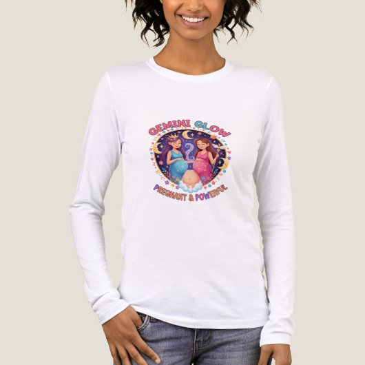 Gemini Glow: Zwanger & Krachtig – Leuk & Machtigen Tri-Blend Shirt (Voorkant volledig)