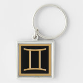 Gemini Gold Symbol Design Premium Sleutelhanger (Voorkant)