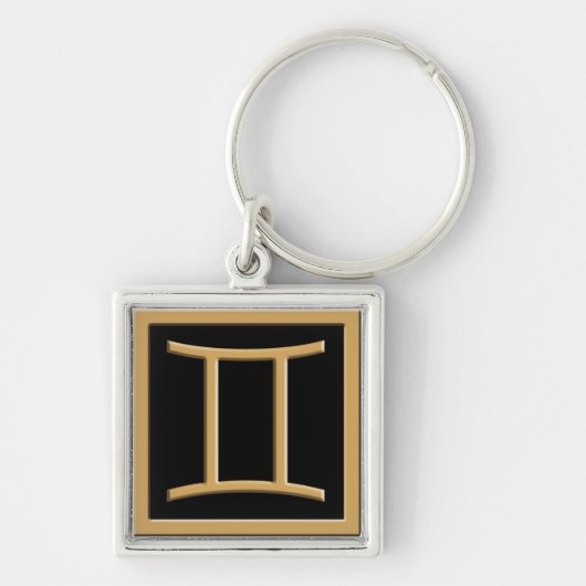 Gemini Gold Symbol Design Premium Sleutelhanger (Voorkant)