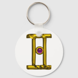 GEMINI GOLD ZODIAC BIRTHDAY JEWEL Astrologie Sleutelhanger