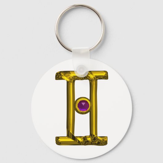 GEMINI GOLD ZODIAC BIRTHDAY JEWEL Astrologie Sleutelhanger (Voorkant)