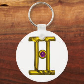 GEMINI GOLD ZODIAC BIRTHDAY JEWEL Astrologie Sleutelhanger (Voorkant)