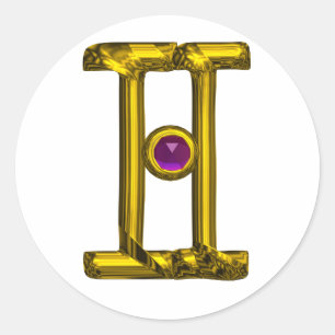 GEMINI Gold Zodiac Birthday Sign Ronde Sticker