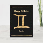 Gemini Gold Zodialogy Happy Birthday Kaart (Voorkant)