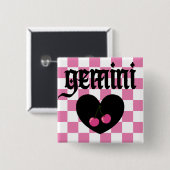 Gemini Gotische Esthetiek Geruite Kersen Ontwerp Vierkante Button 5,1 Cm (Voorkant /achterkant)