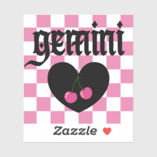 Gemini gotische esthetische geruite kersen kunst sticker