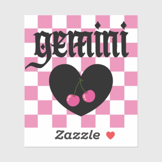 Gemini gotische esthetische geruite kersen kunst sticker (Vel)