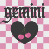 Gemini gotische esthetische geruite kersen kunst sticker (Voorkant)