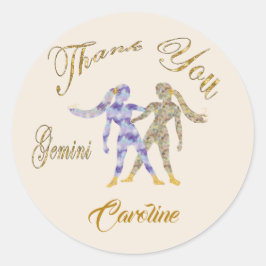 Gemini gouden glitter dank u ronde sticker