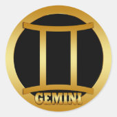 GEMINI GOUDEN STERRENBEELD RONDE STICKER (Voorkant)